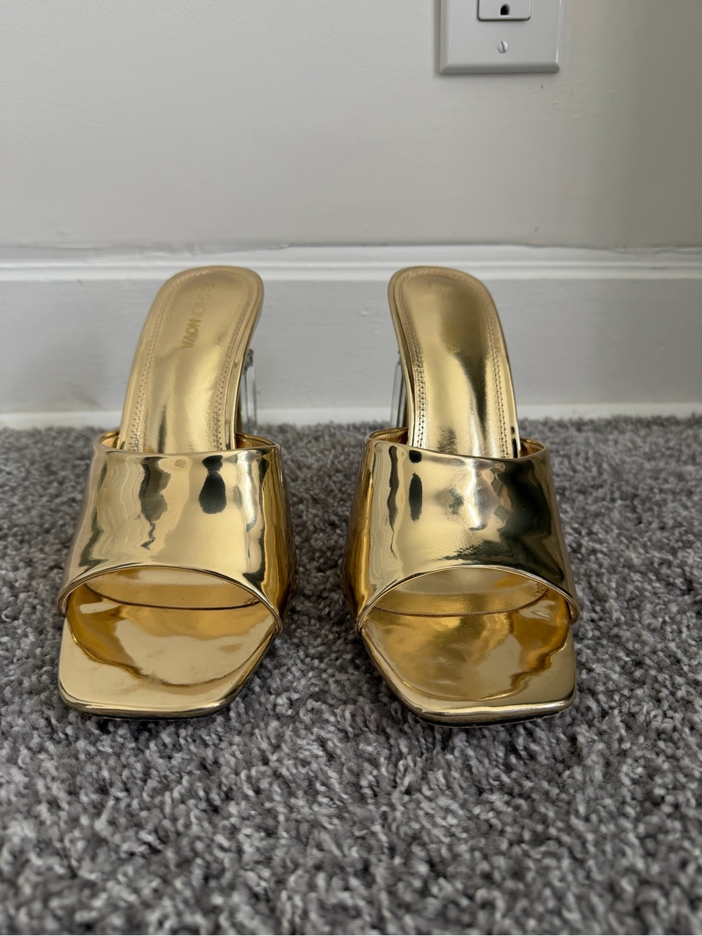 Gold Metallic Slide Heels for Women - Size 10